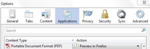 Firefox default PDF viever options